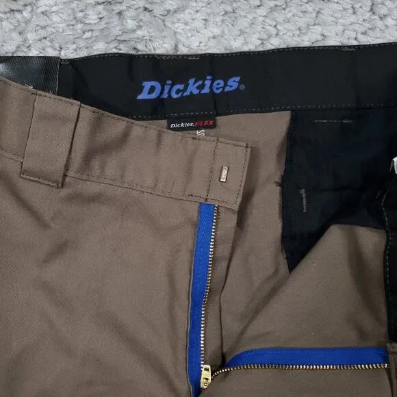 Dickies Slim Fit Tapered Twill Flex Brown Work Pants Men's Size 36 x 32